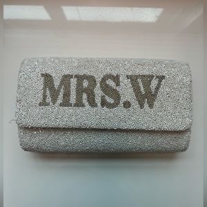 White Beaded Mrs. W clutch